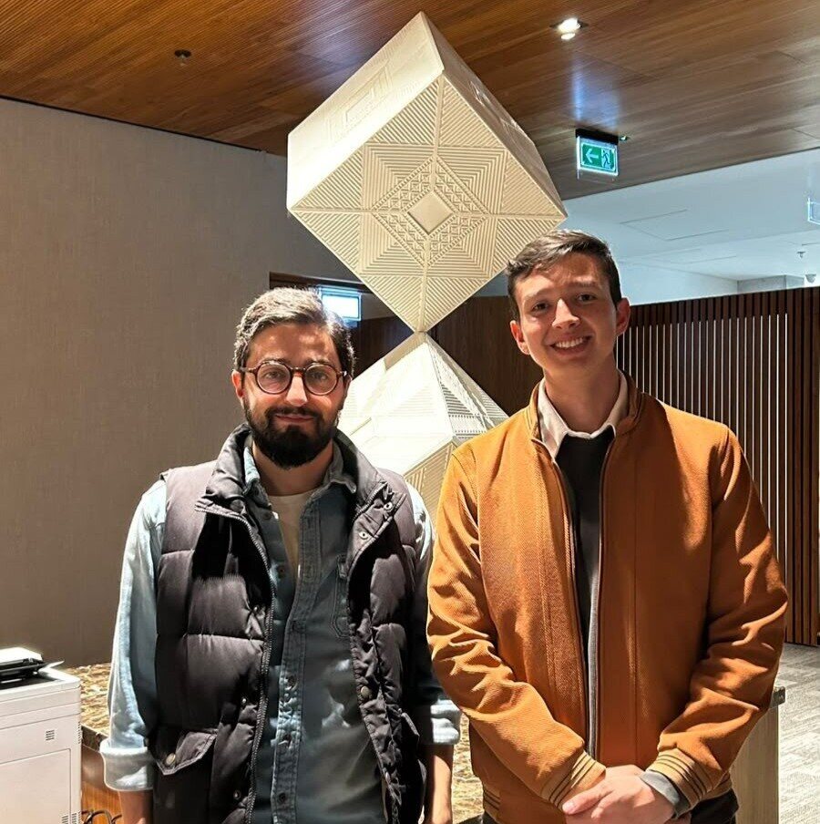 Juan Felipe Ruge with the artist Gabo Sierra