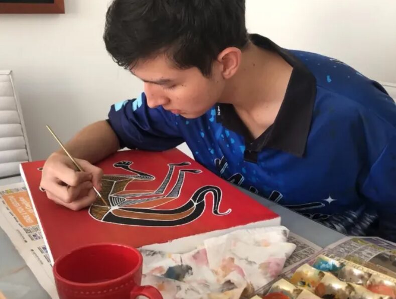 Juan Felipe Ruge painting Kookaburra